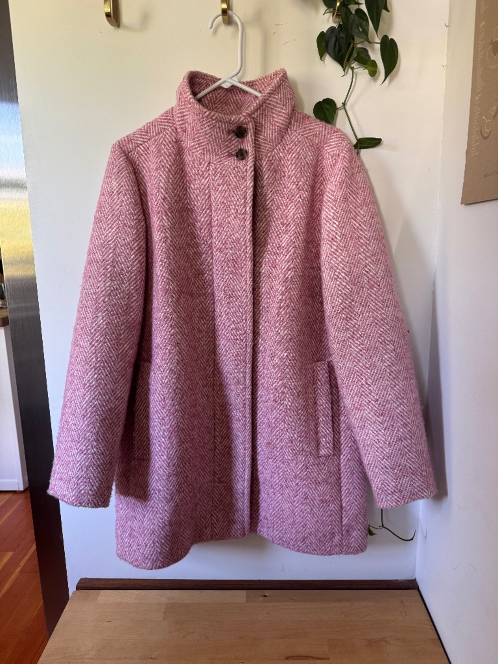 J. Crew Pink Herringbone Coat